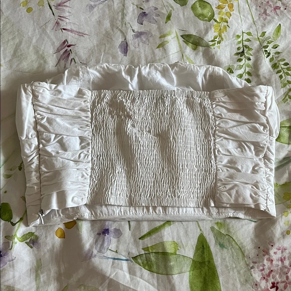 White Zara Tube Top With Smocked Back - Picture 2 of 3